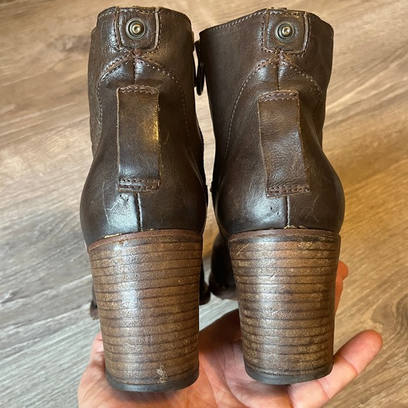 Fiorentini Baker Ankle Heel Boots Side Zip Brown Leather Italy Womens 8 EU 38.5 - Picture 5 of 10